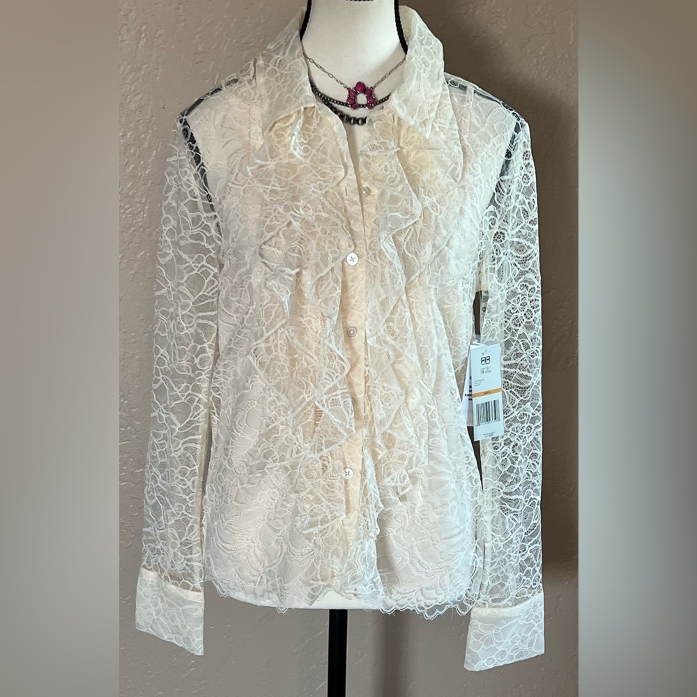 Robert Rodriguez Lace Victorian Button Down Blouse